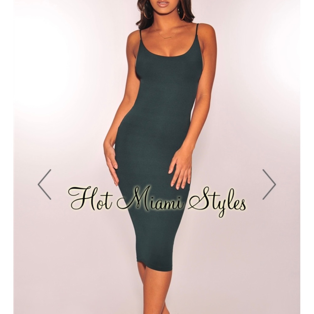 Emerald Spaghetti Strap Open Back Dress